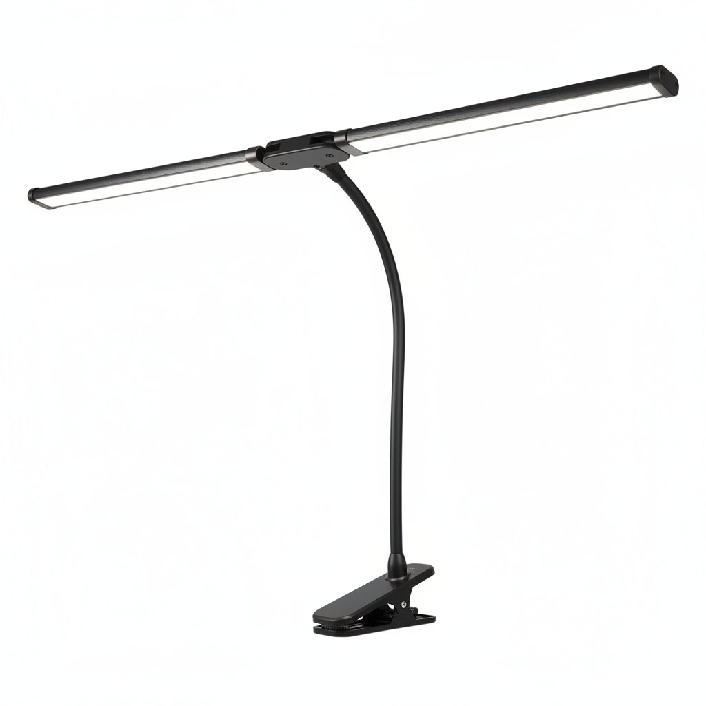 Lámpara de escritorio LED regulable de doble cabezal