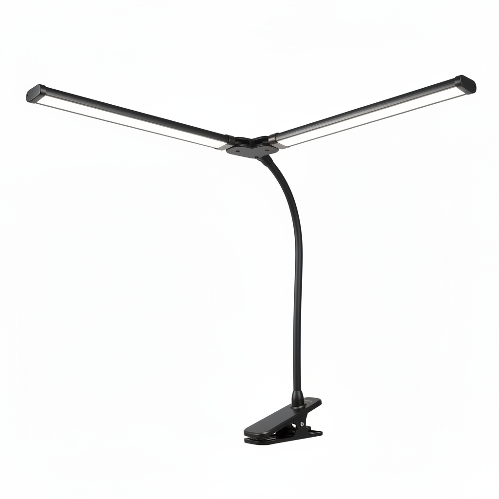 Lámpara de escritorio LED regulable de doble cabezal