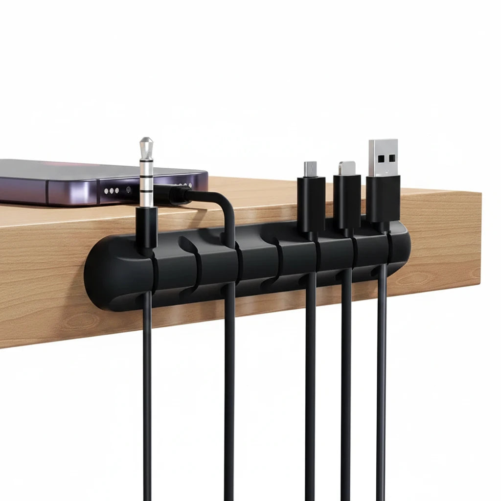 Clips adhesivos organizadores de cables para escritorio