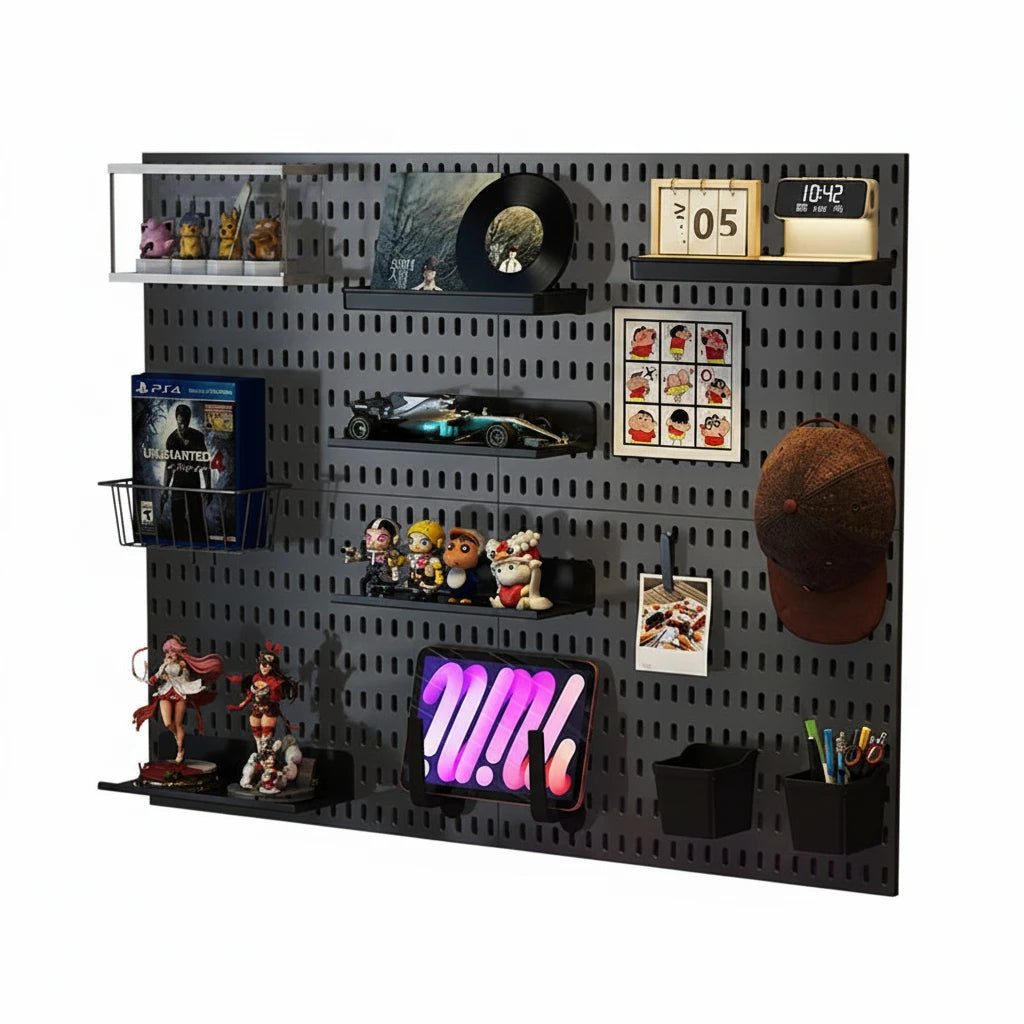 Pegboard de Pared sin Taladro para Gaming y Almacenamiento Decorativo